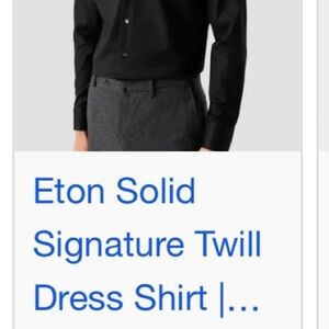Eton Black Solid Signature Twill Dress Shirt